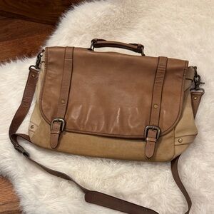 Elegant Tan and Brown Men's Messenger Bag pre-owned.